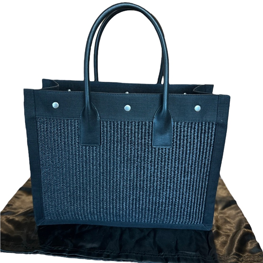 LIKE NEW YSL SAINT LAURENT RIVE GAUCHE RAFFIA SMALL TOTE HANDBAG - Picture 8 of 16